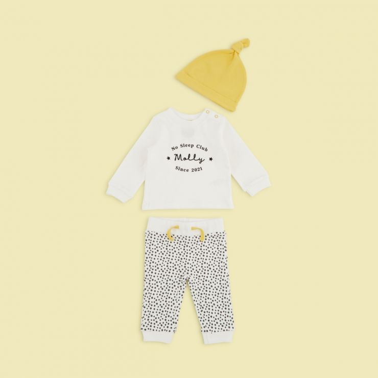 Personalised ‘No Sleep Club’ Baby Outfit Set