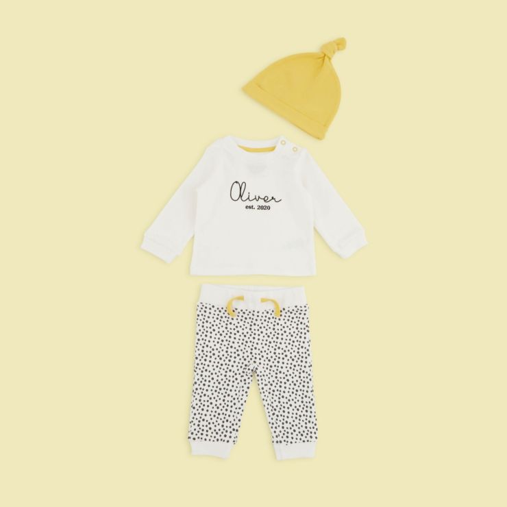 Personalised Date of Birth Baby Outfit Set