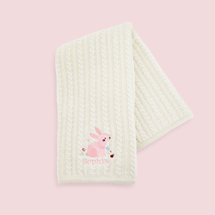 Personalised Bunny Cable Knit Blanket