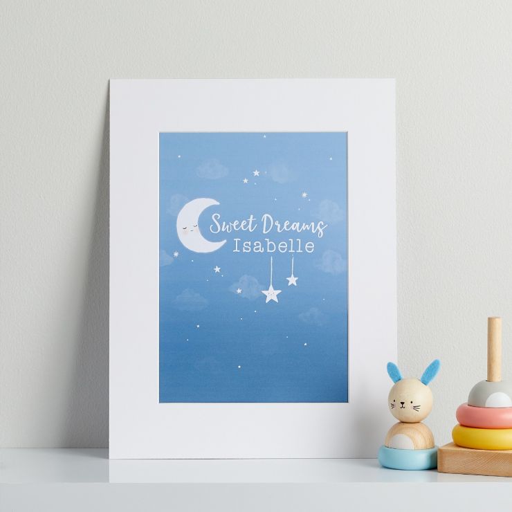 Personalised 'Sweet Dreams' Children's Room Print - Mountboard