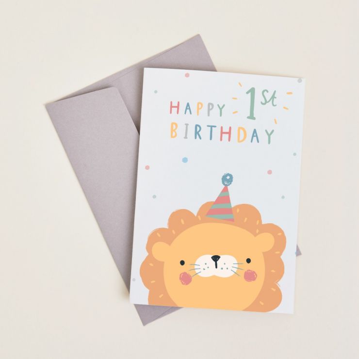 Personalised Little Lion's 1st Birthday Card
