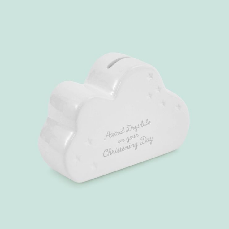 Personalised Ceramic Cloud Christening Money Box