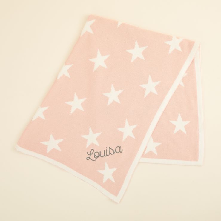 Personalised Pink Star Intarsia Blanket