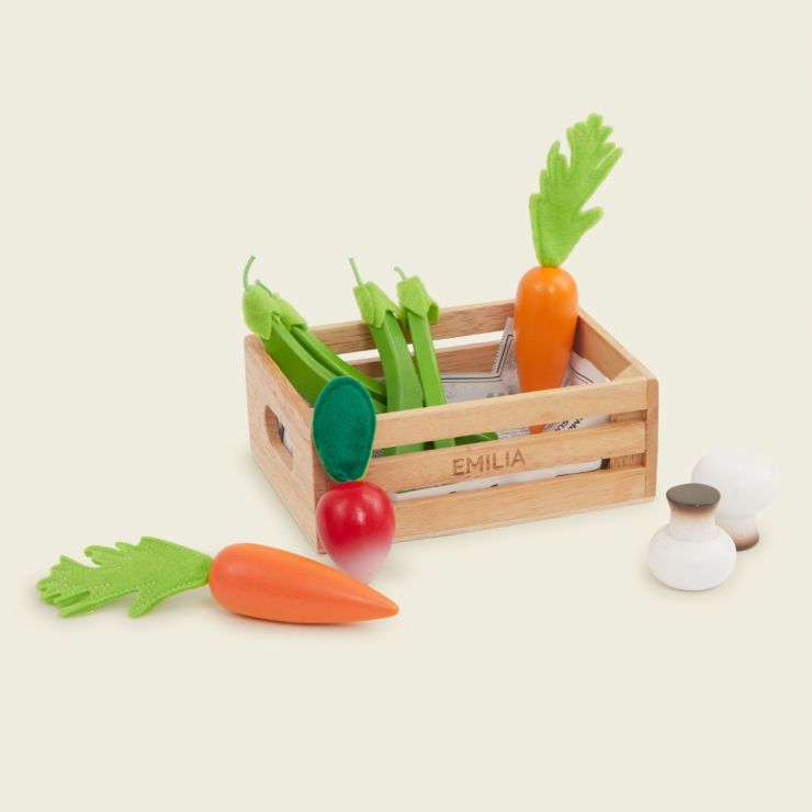 Personalised Wooden Vegetable Crate Play Set