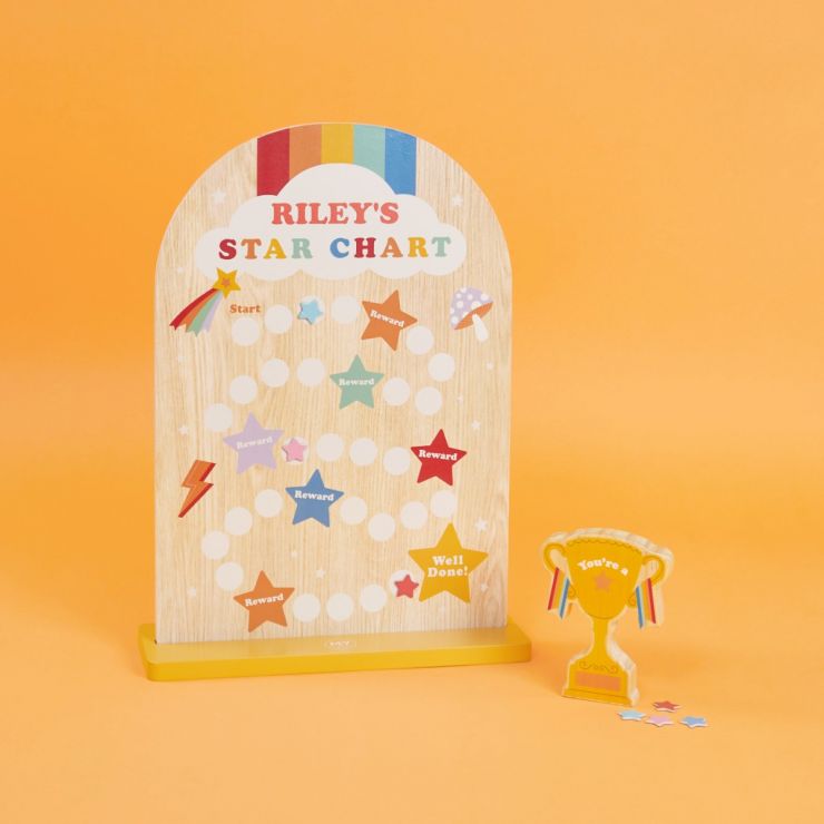 Personalised Wooden Reward Chart and Trophy Set