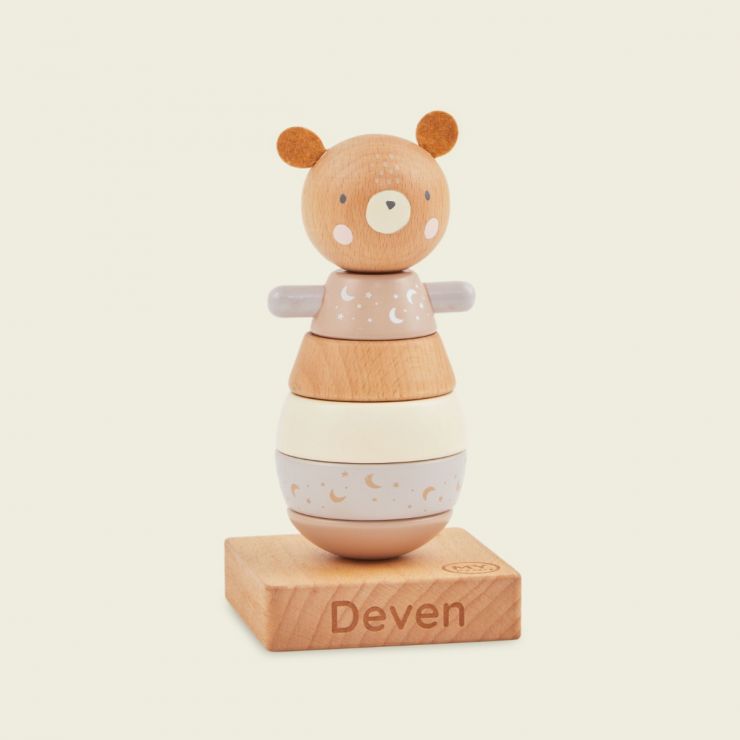 Personalised Wooden Bear Stacker Toy