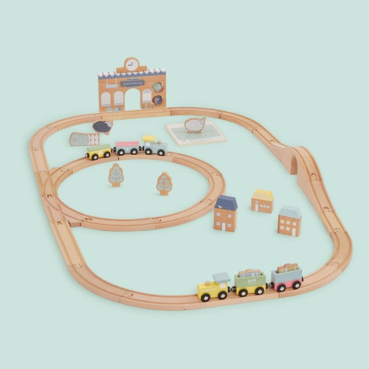 Personalised Colourful Wooden Toy Train Set