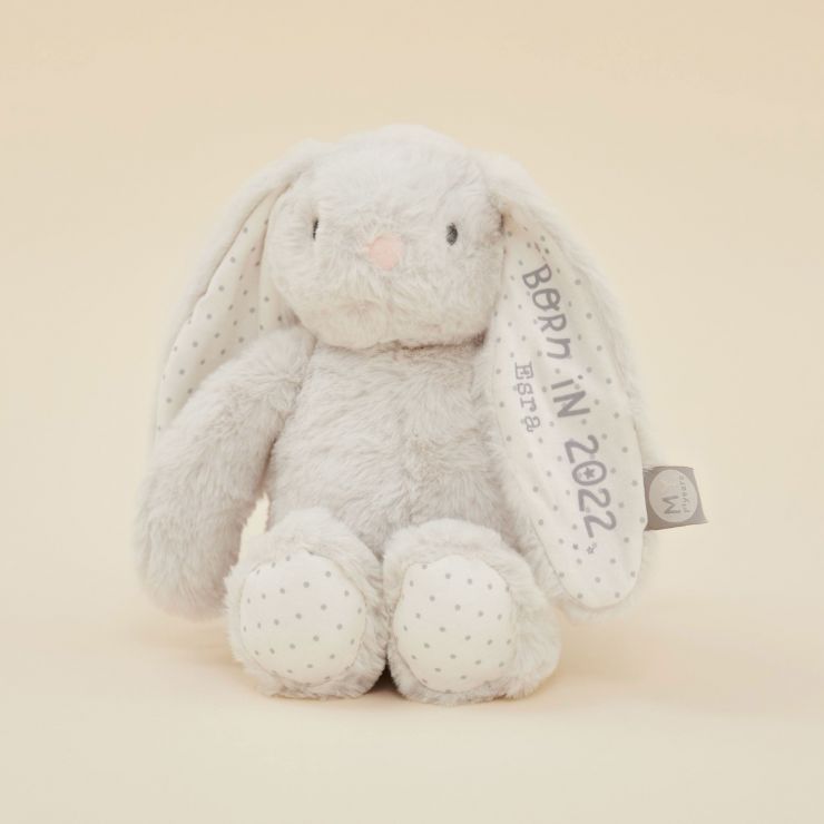 Personalised Born in 2022 Grey Bunny Soft Toy