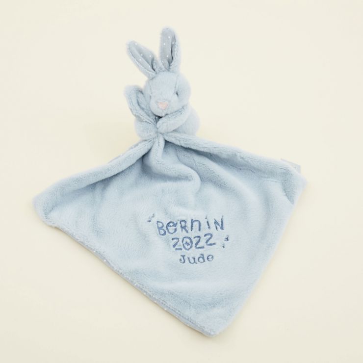 Personalised Born in 2022 Blue Bunny Comforter