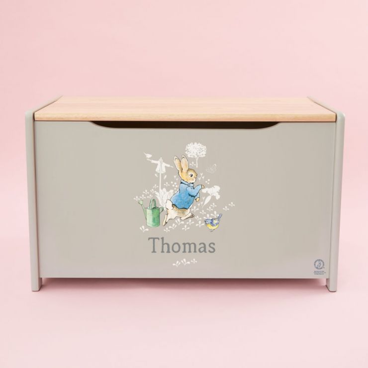 Personalised Grey Peter Rabbit Toy Box