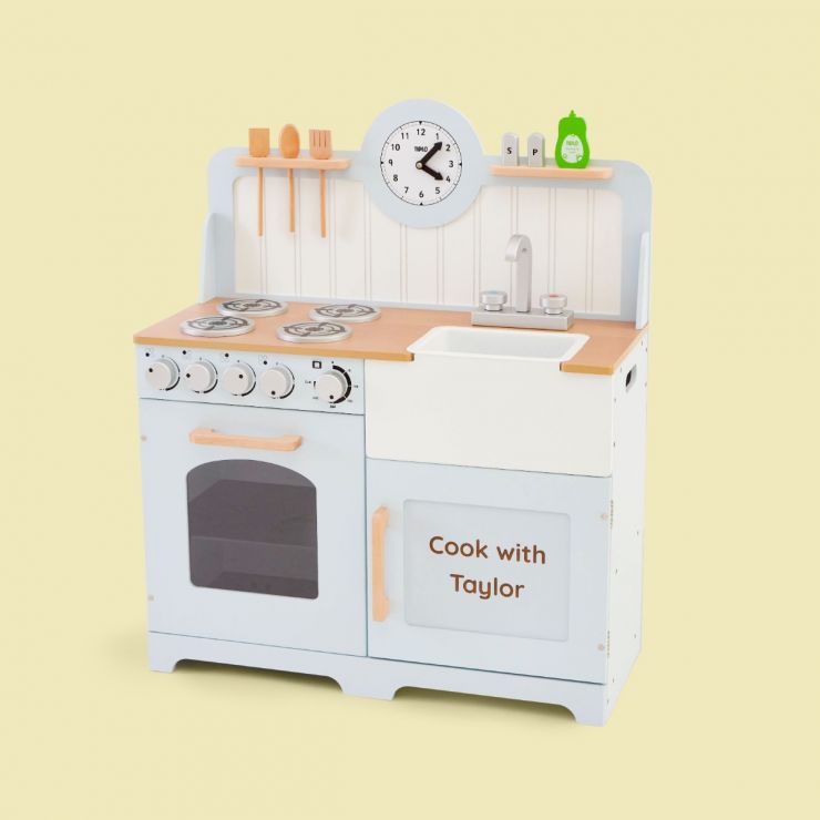 Personalised Blue Tidlo Wooden Kitchen Play Set