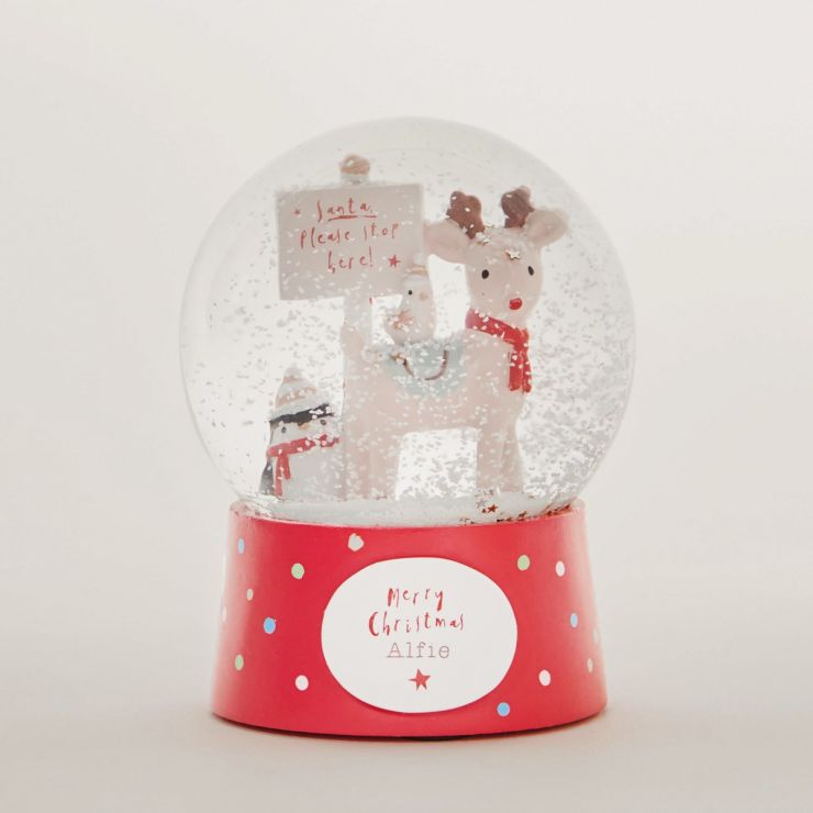 Personalised Little Reindeer Christmas Snow Globe