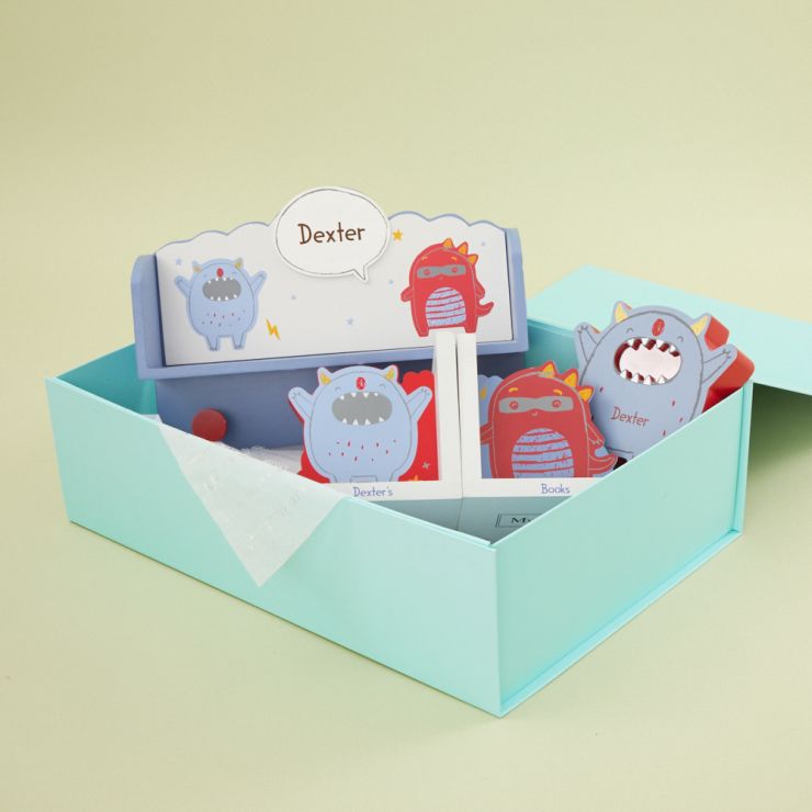 Personalised Little Monster Wooden Room Accessories Gift Set
