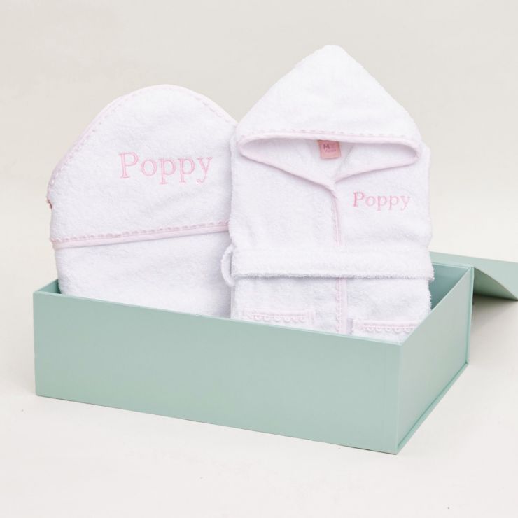 Personalised Pink Luxury Splash & Snuggle Gift Set