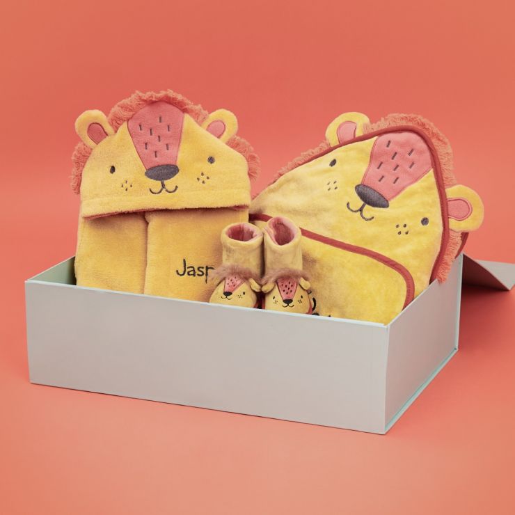 Personalised Little Lion Splash, Snuggle & Snooze Gift Set