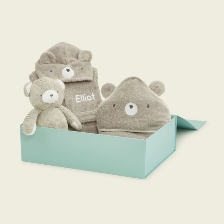 Personalised Bear Splash, Snuggle & Cuddle Gift Set