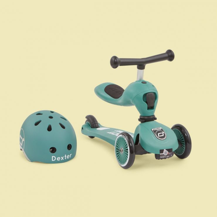 Personalised Scoot and Ride Green Highway Kick 1 Scooter & Helmet Gift Set