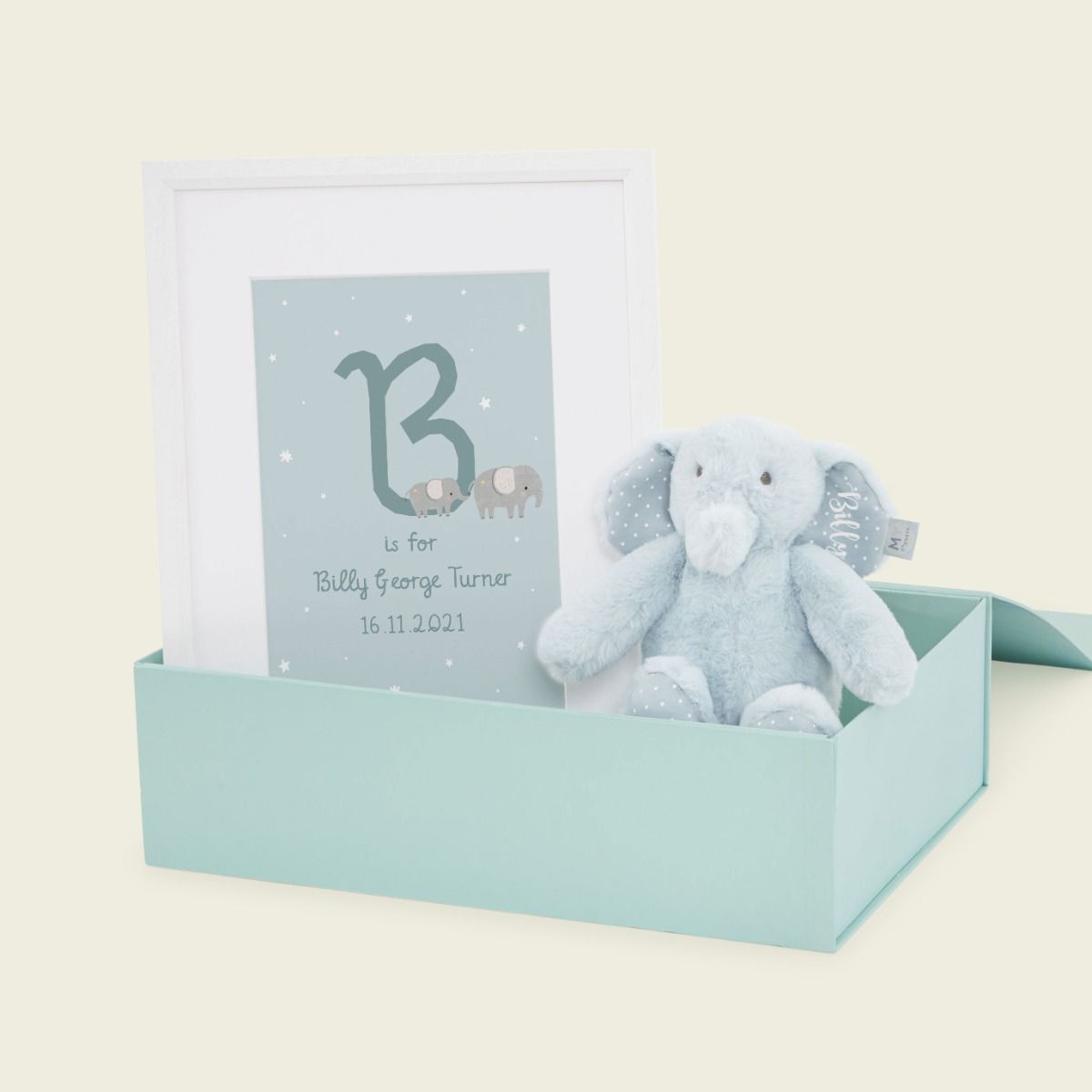 Personalised Blue Elephant Baby Gift Set
