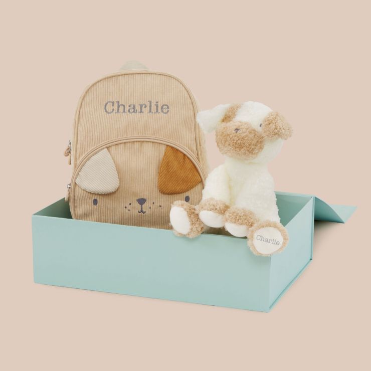 Personalised Puppy Backpack and Plush Toy Set