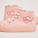 Personalised Pink Heart Design High Top Trainers