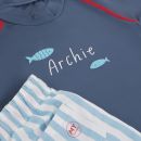 Personalised Blue Fish Rash Vest and Swim Shorts Set