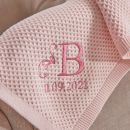 Personalised Pink Heritage Cashmere Blend Baby Blanket with Pom Poms