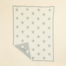 Personalised Light Blue Star Intarsia Blanket Underside