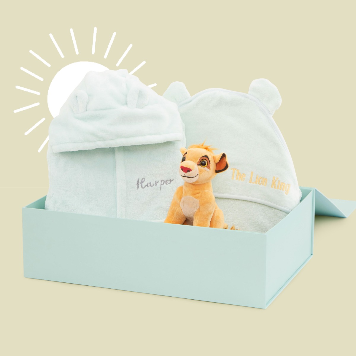 Personalised Lion King Splash, Snuggle & Cuddle Gift Set