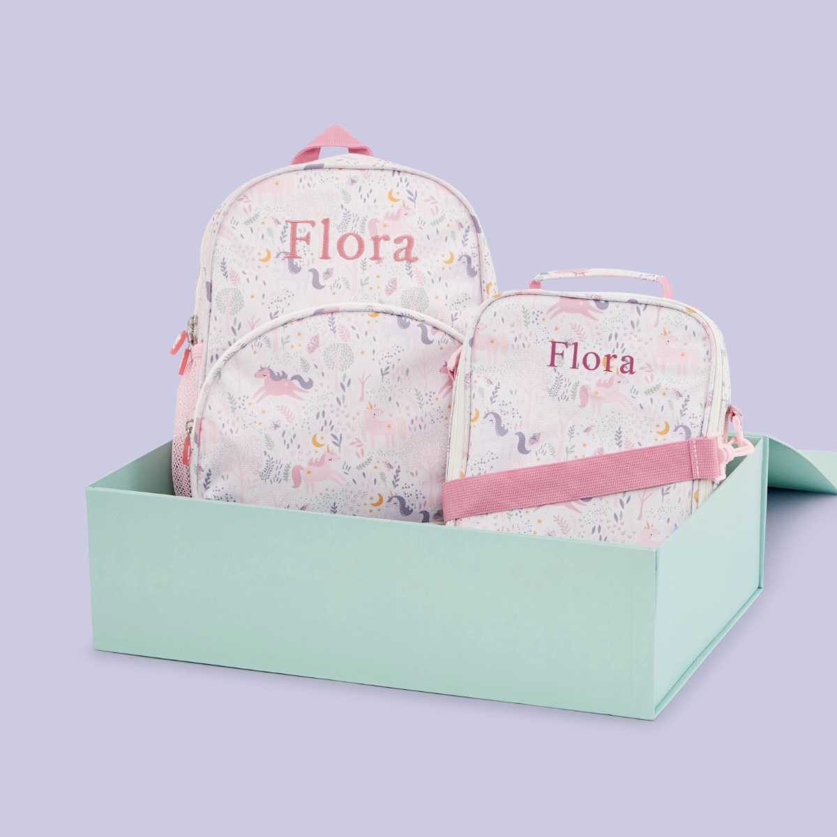Personalised Pink Magical Unicorn Medium Backpack and Lunchbox