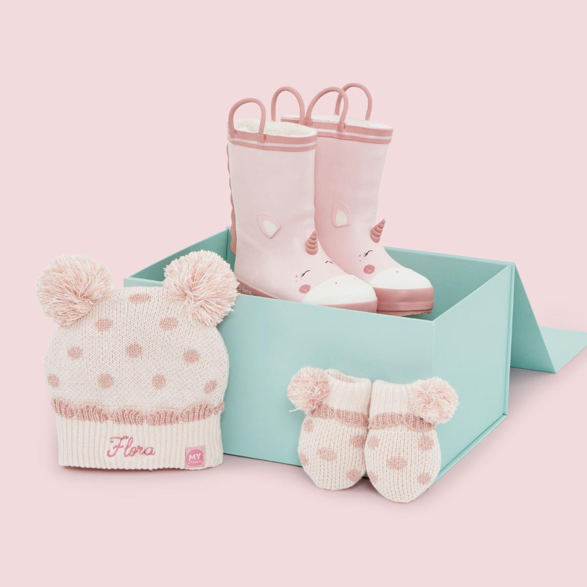 Personalised Unicorn Welly and Hat Gift Set
