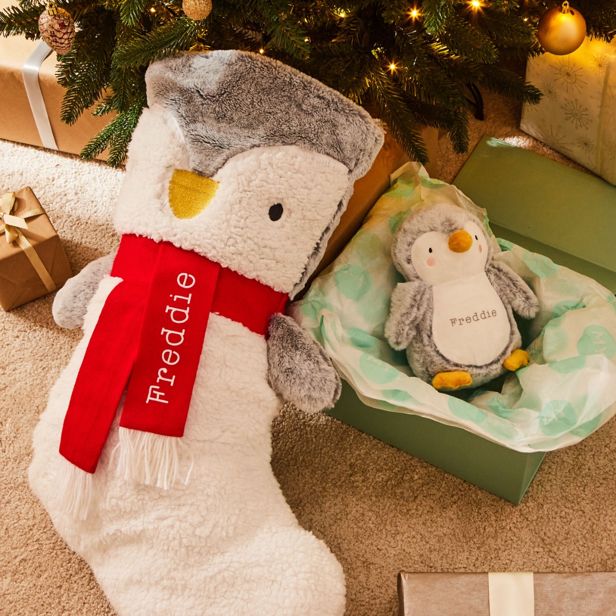 Personalised Penguin Stocking and Toy Set