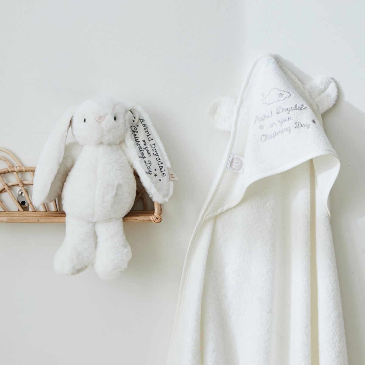 Personalised Ivory Bunny and Towel Christening Gift Set