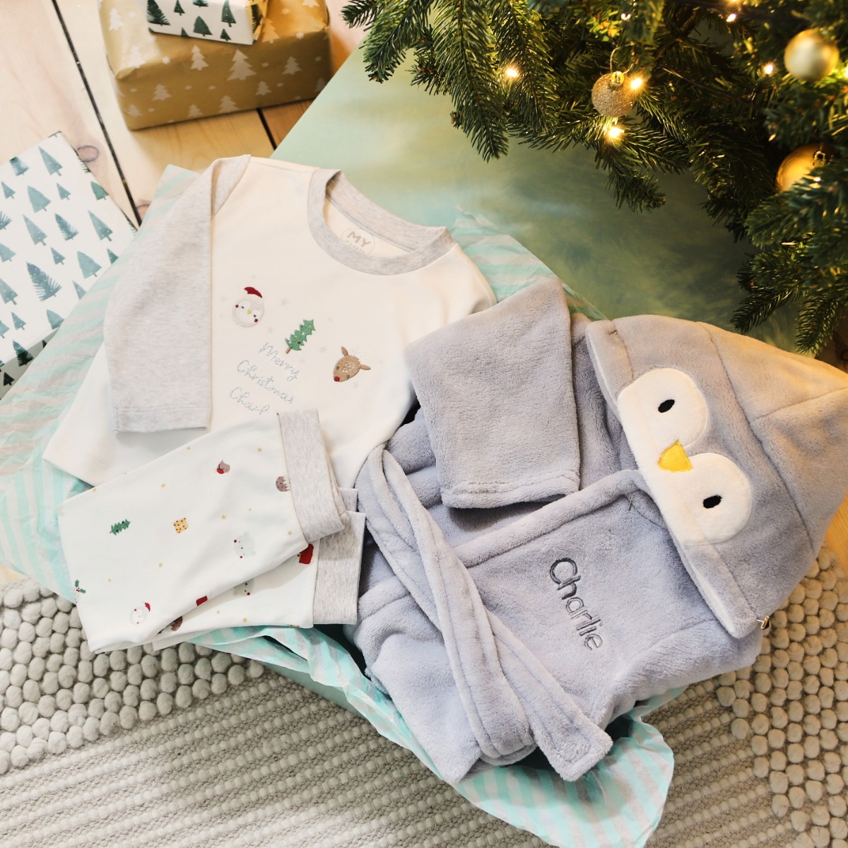 Personalised Christmas Pyjamas & Robe Set