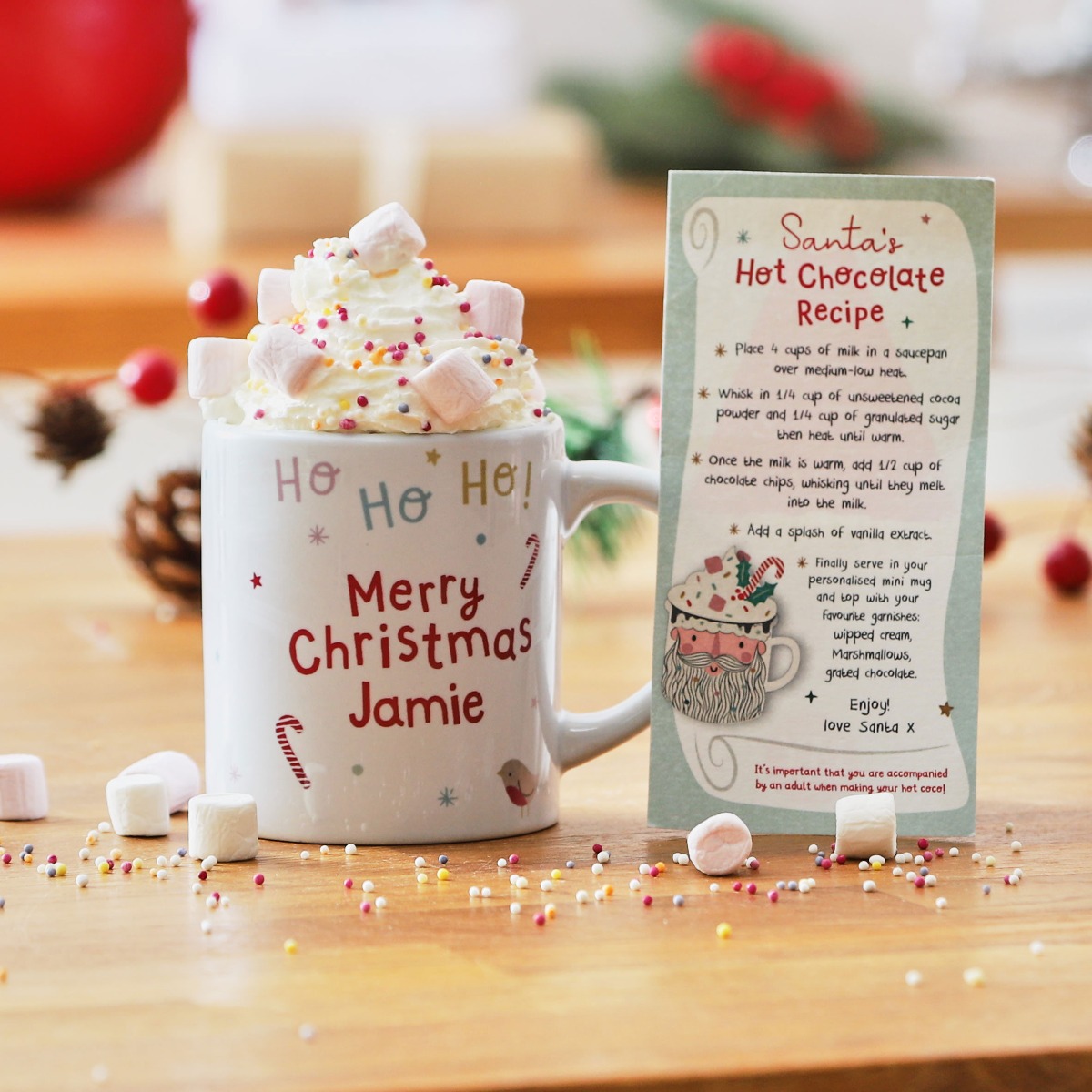 Personalised Santa’s Hot Chocolate Recipe & Mug Set