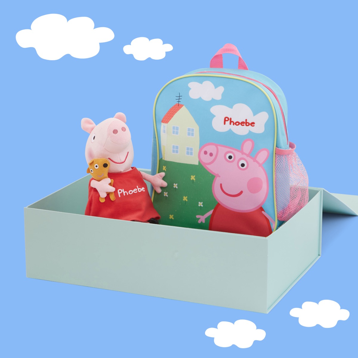 Personalised Peppa Pig Backpack and Soft Toy Set