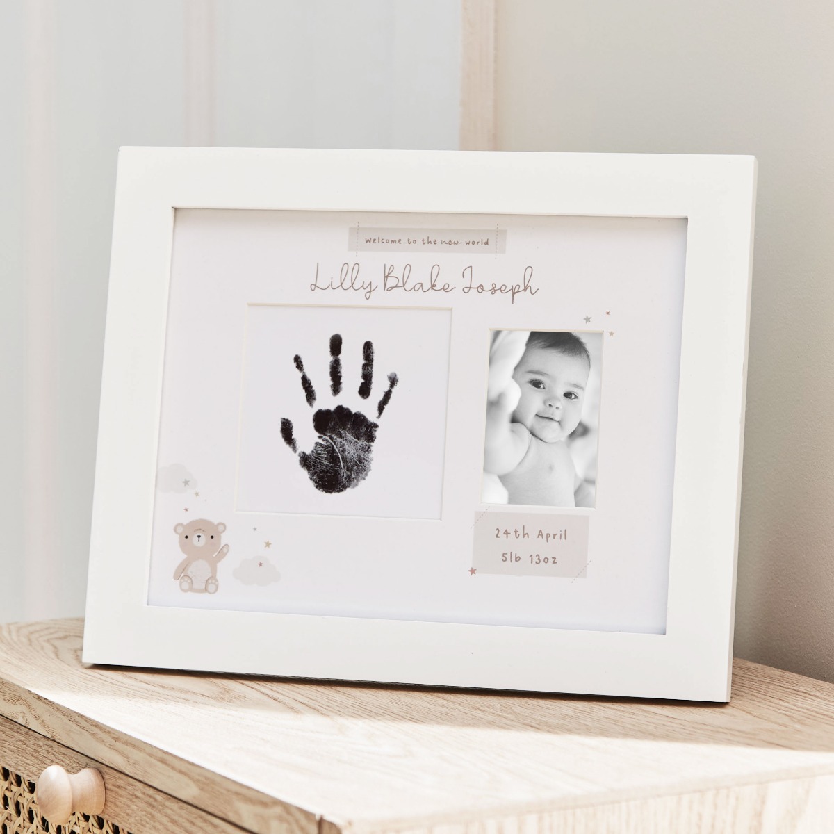 Personalised Welcome to the World Handprint Photo Frame