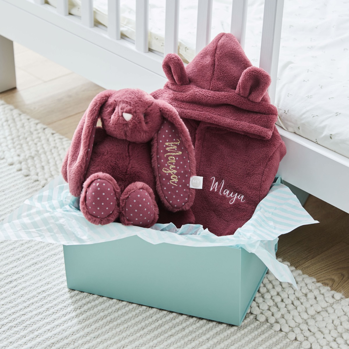 Personalised Berry Robe & Bunny Goodnight Gift Set