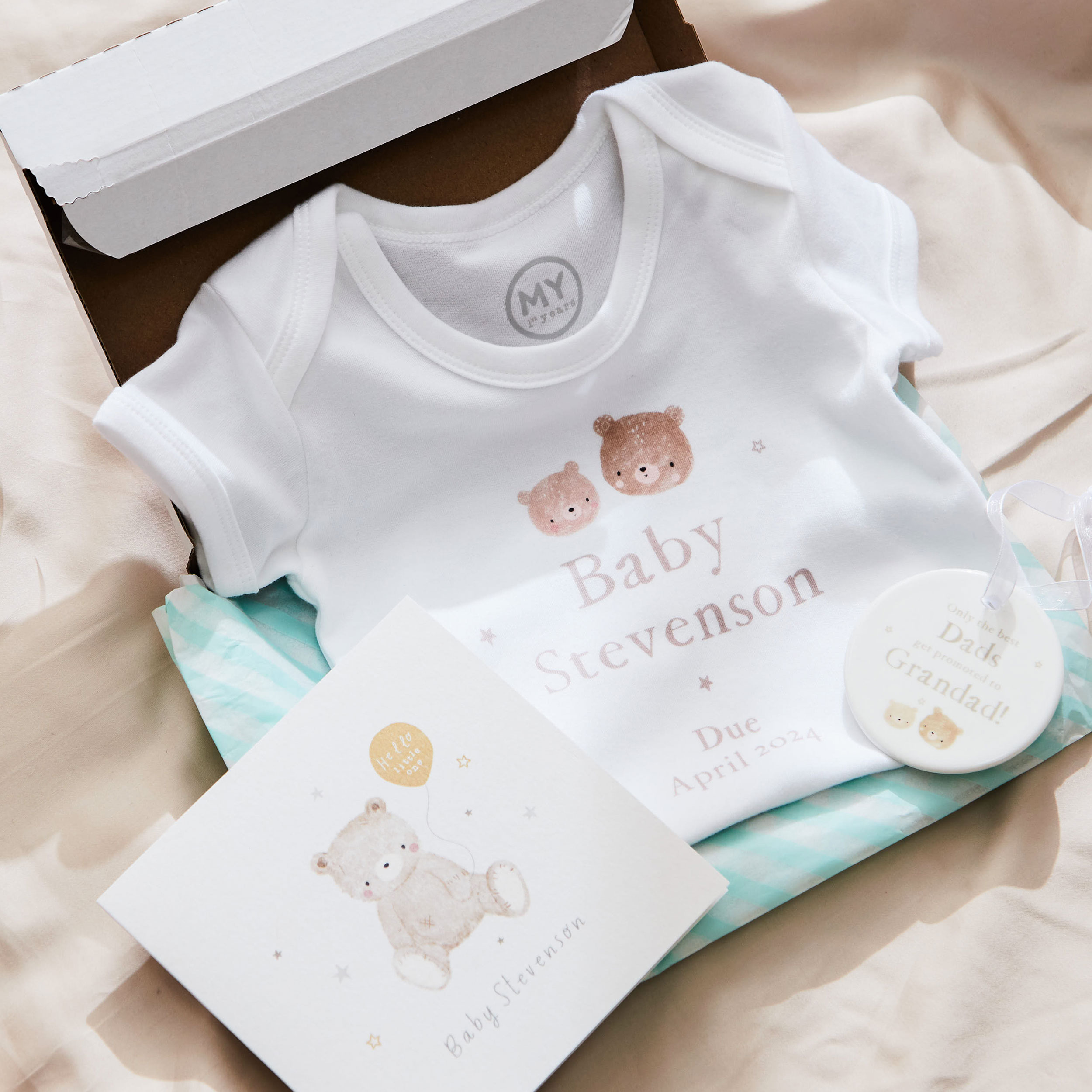 Personalised Baby Announcement Letterbox Gift Set
