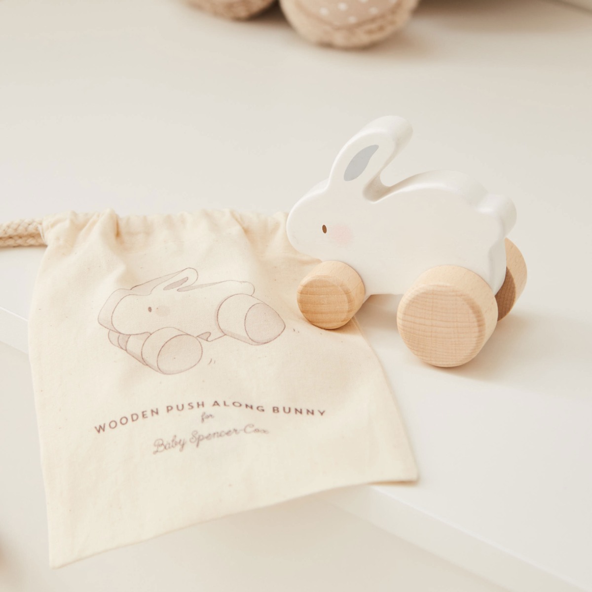 Personalised Bambino Wooden Push-Along Bunny Toy