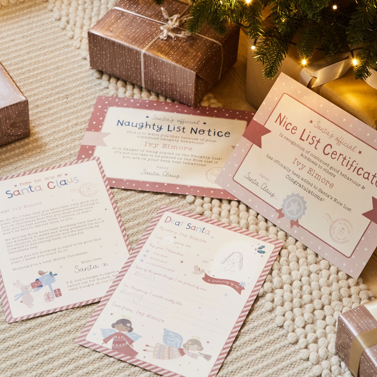 Personalised Pink Stickers & Letter To Santa Pack