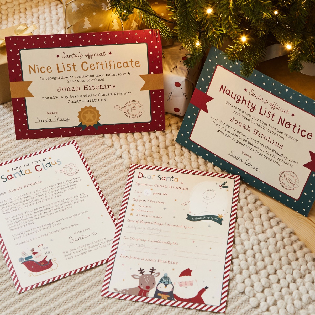 Personalised Red Stickers & Letter To Santa Pack