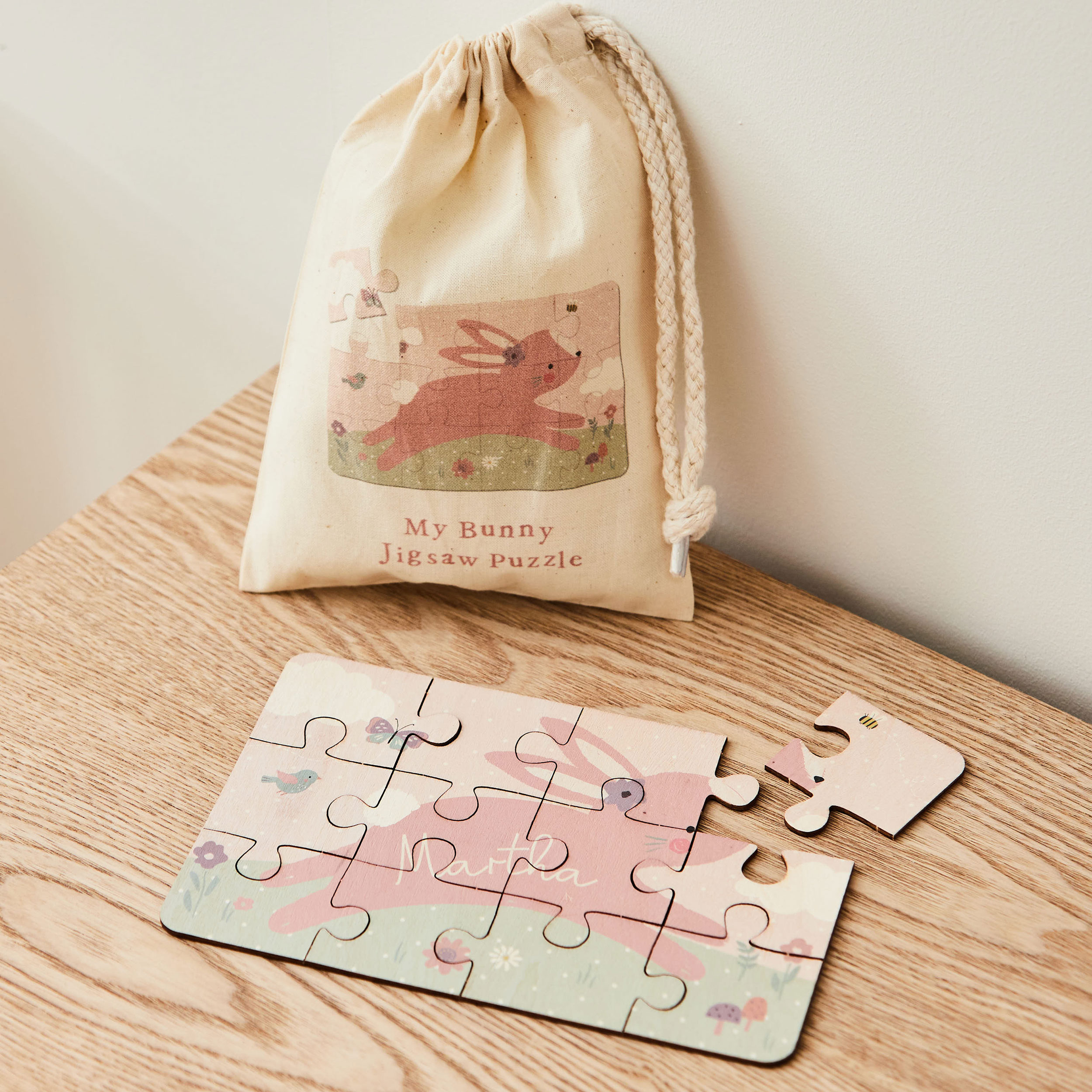 Personalised Bunny Wooden Puzzle Set