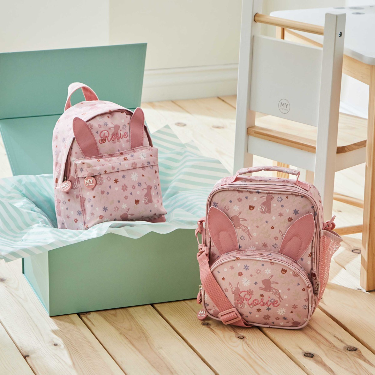 Personalised Bunny Backpack & Lunch Bag Set
