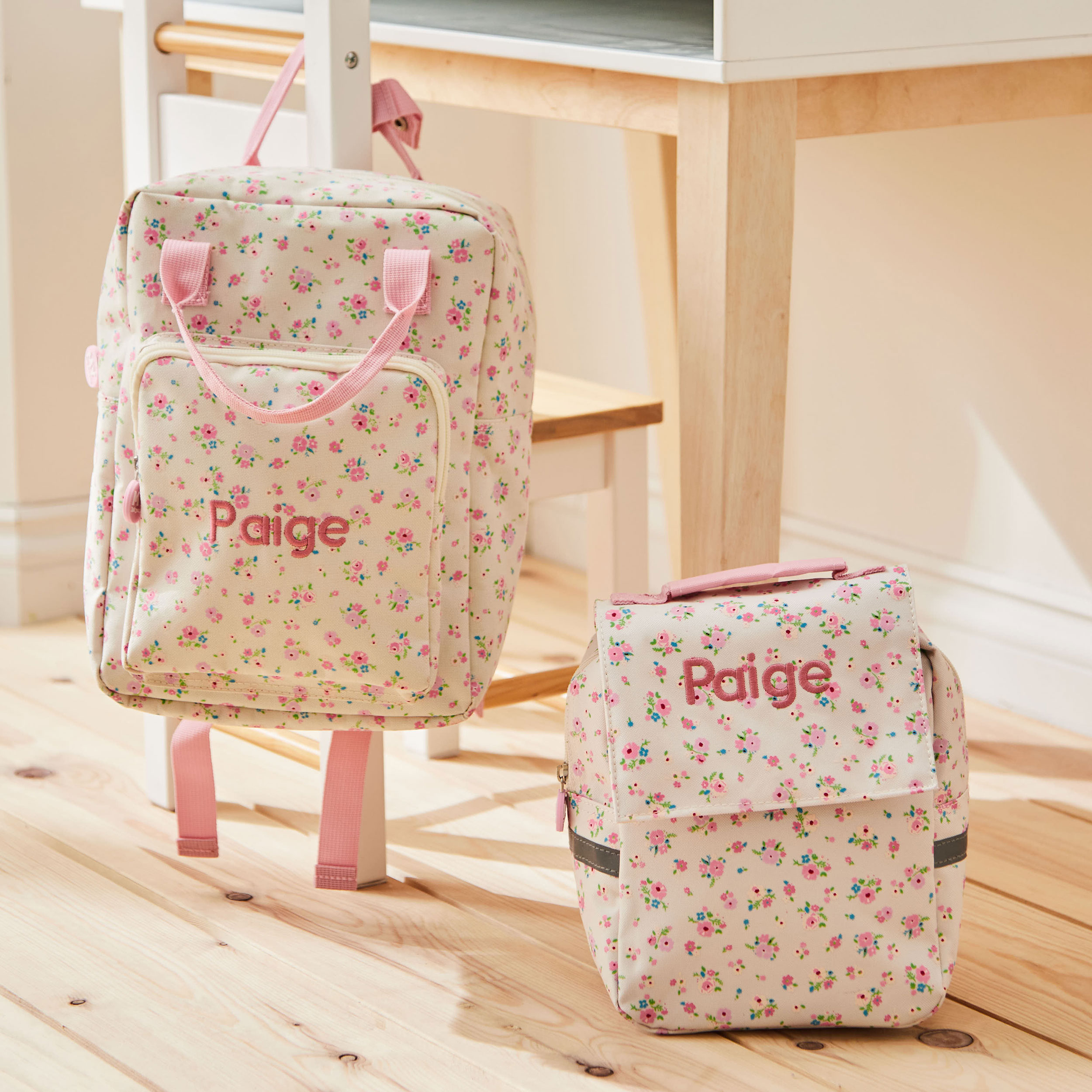 Personalised Ditsy Floral Backpack & Lunch Bag Set