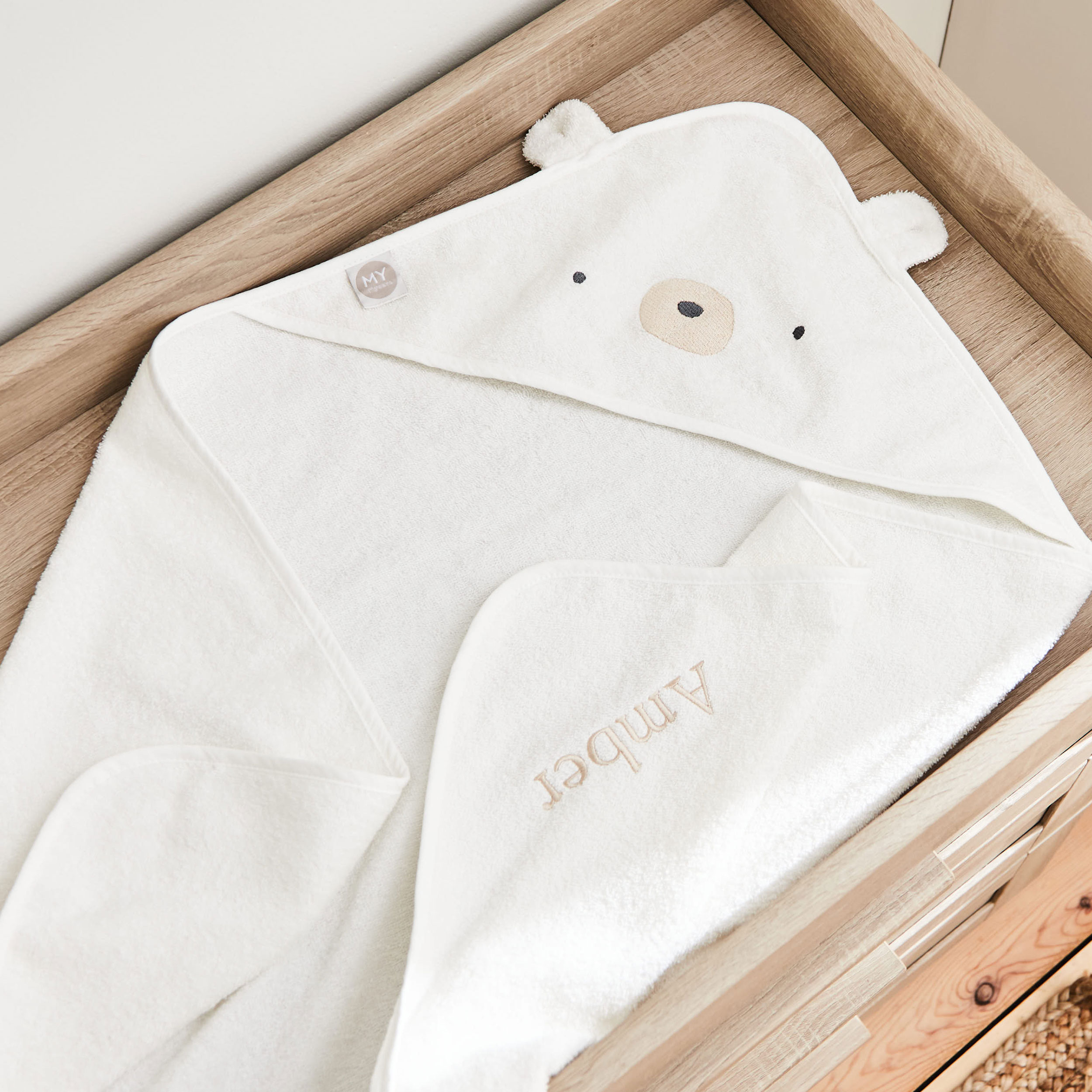Personalised Ivory Bear Hooded Towel