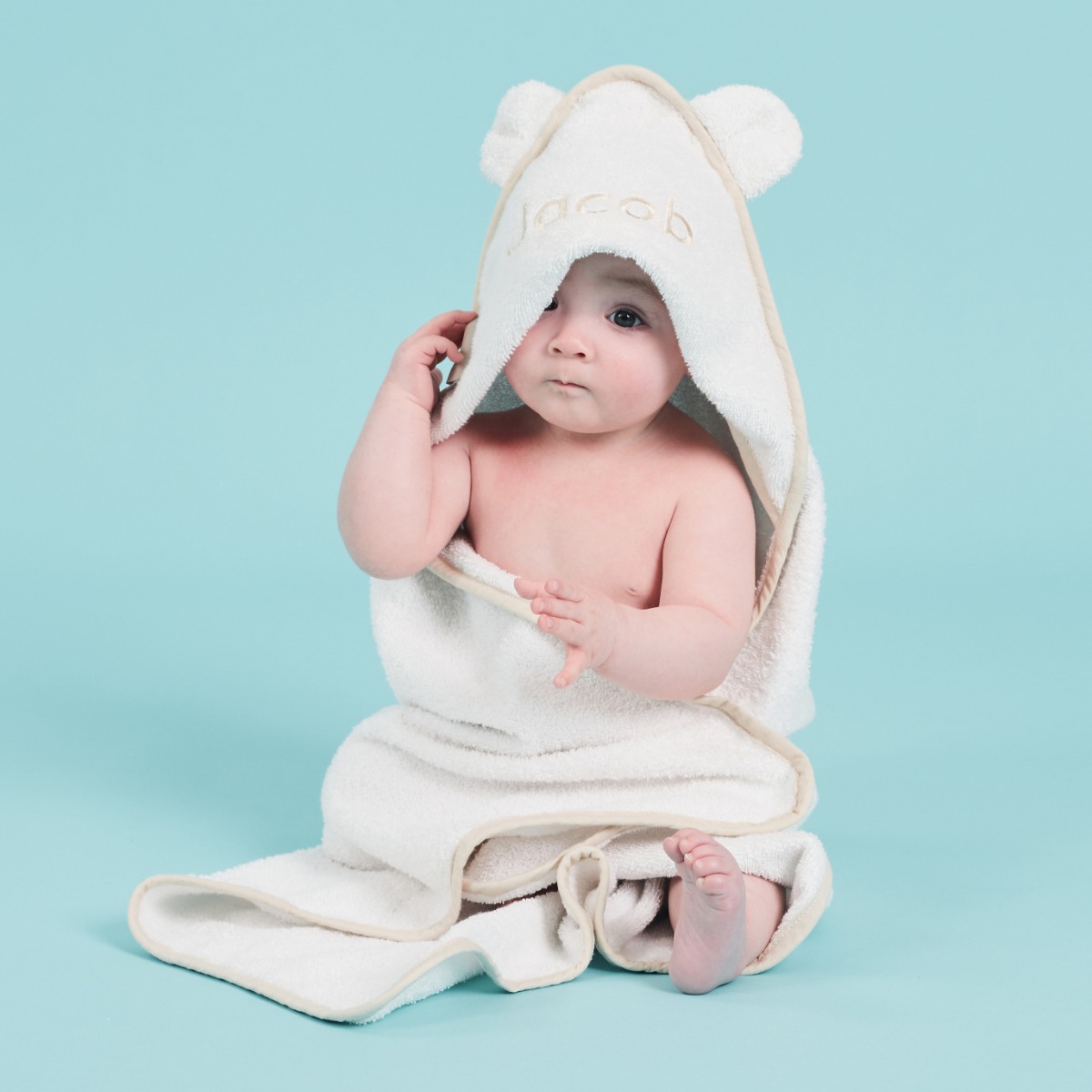 Personalised Small Ivory Hooded Towel