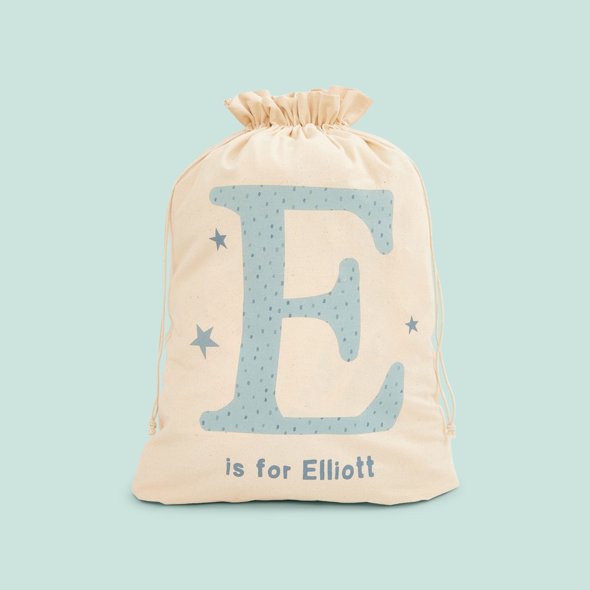 Personalised Letter is for Name Blue Star Design Storage Sack