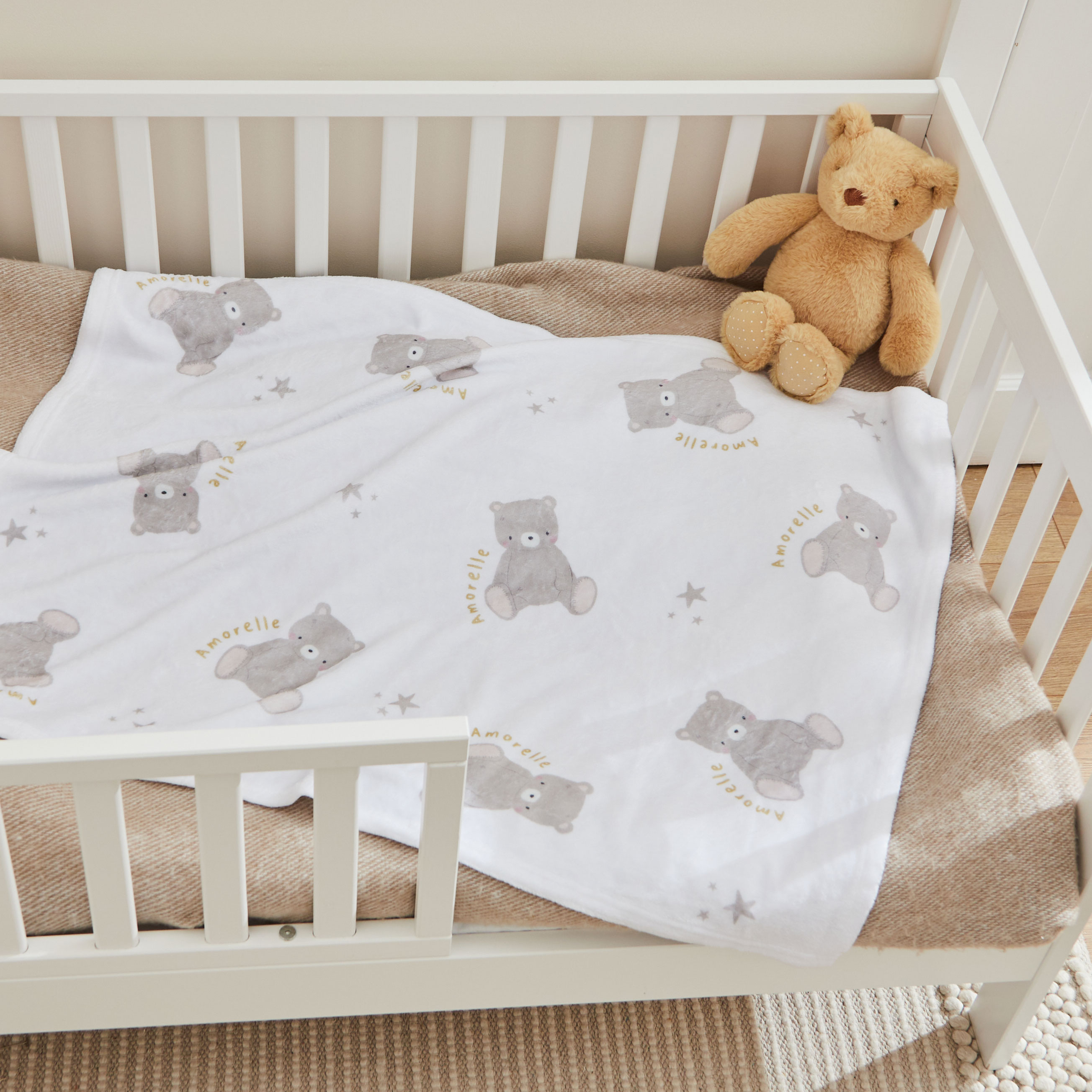 Personalised Biscuit Bear Fleece Baby Blanket
