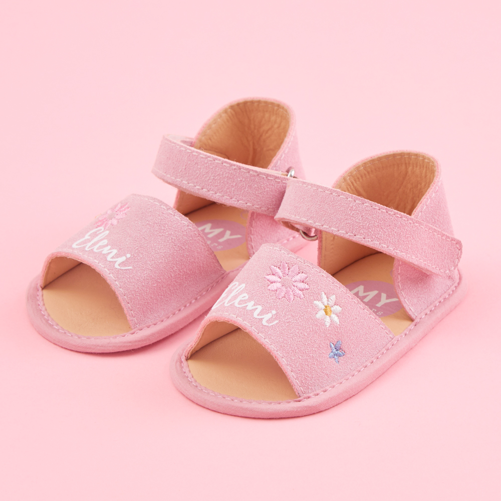 Personalised Pink Flower Design Sandals