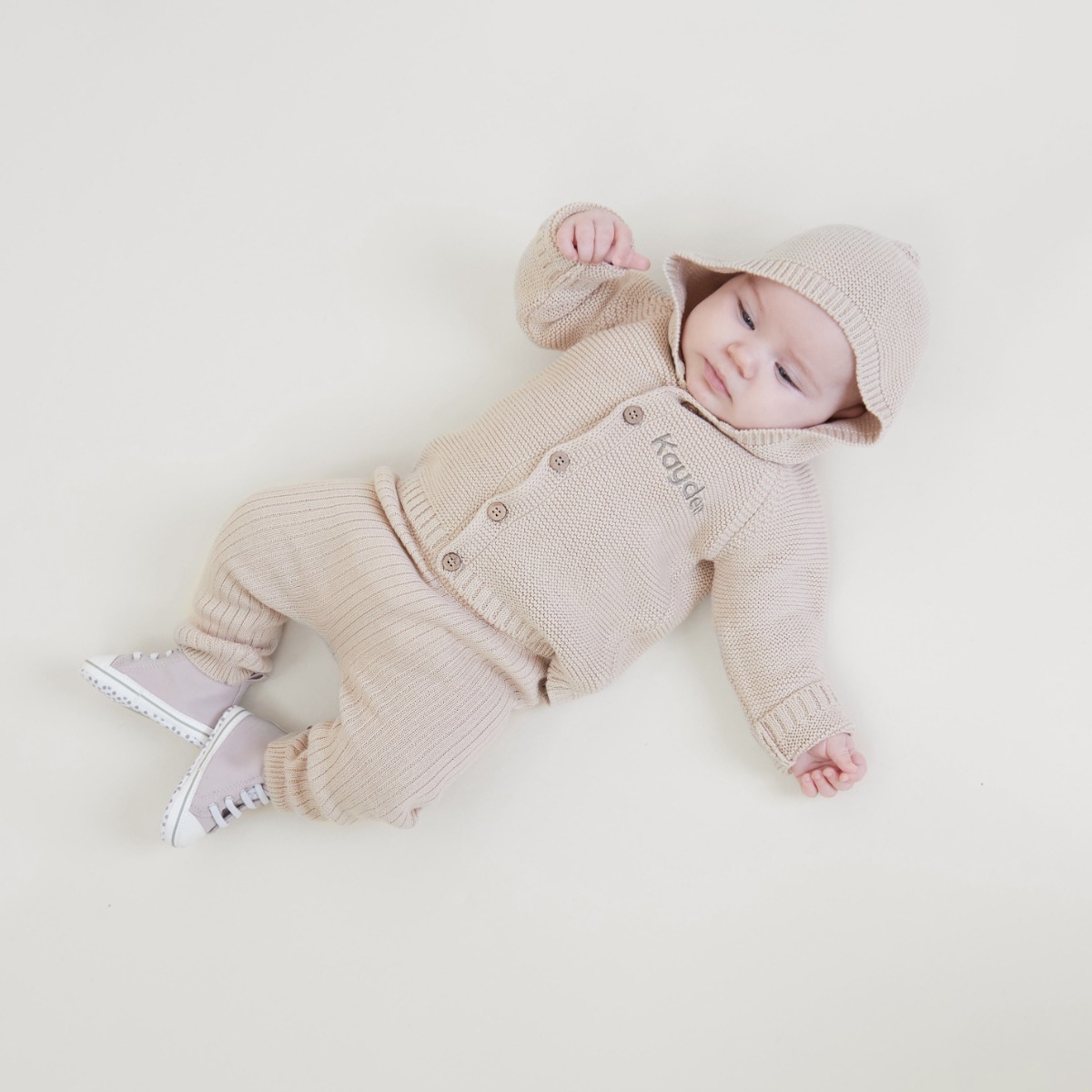 Personalised Organic Oatmeal Knitted Outfit Set (2 Piece)